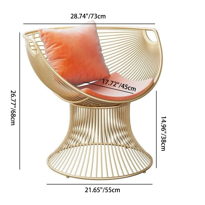 Modern Luxury Oval Curved Upholstered Iron Velvet Chair For Living Room
