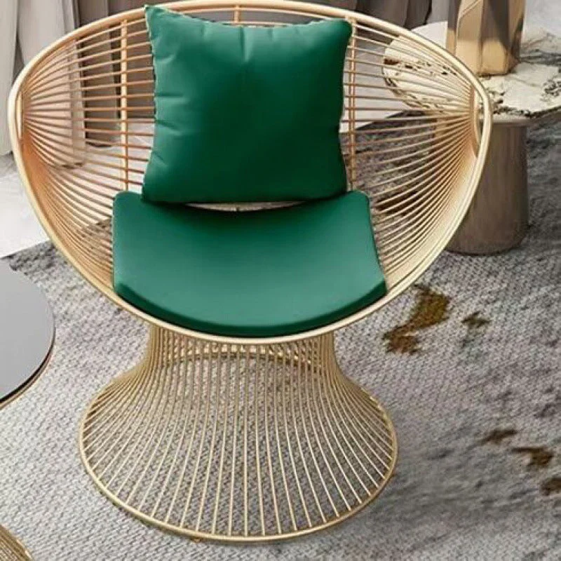 Modern Luxury Oval Curved Upholstered Iron Velvet Chair For Living Room