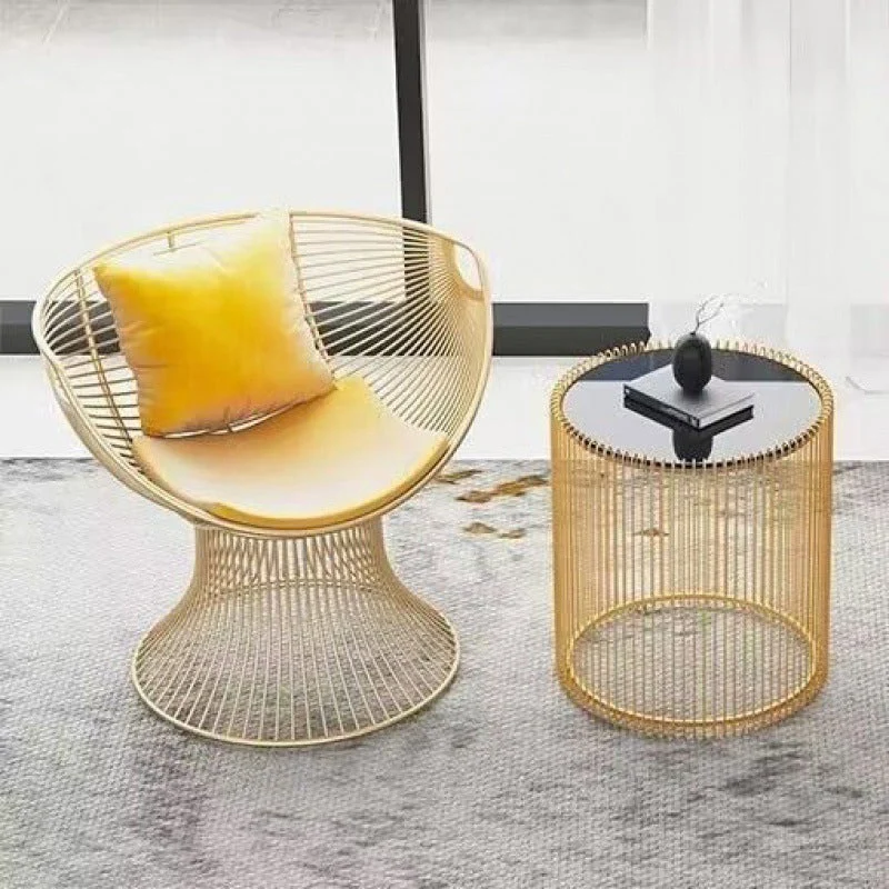 Modern Luxury Oval Curved Upholstered Iron Velvet Chair For Living Room