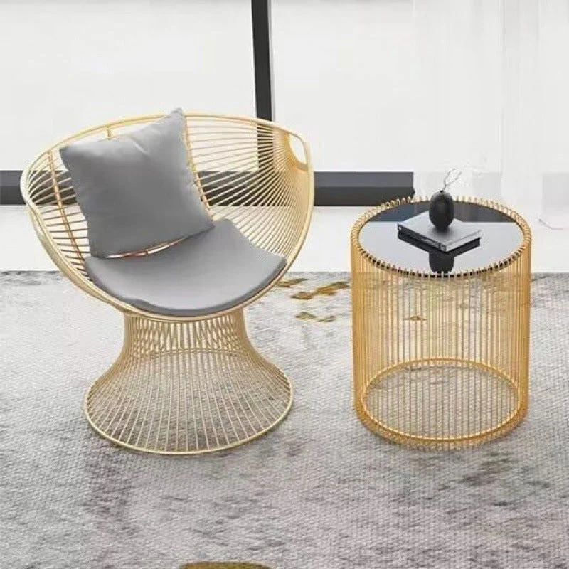 Modern Luxury Oval Curved Upholstered Iron Velvet Chair For Living Room
