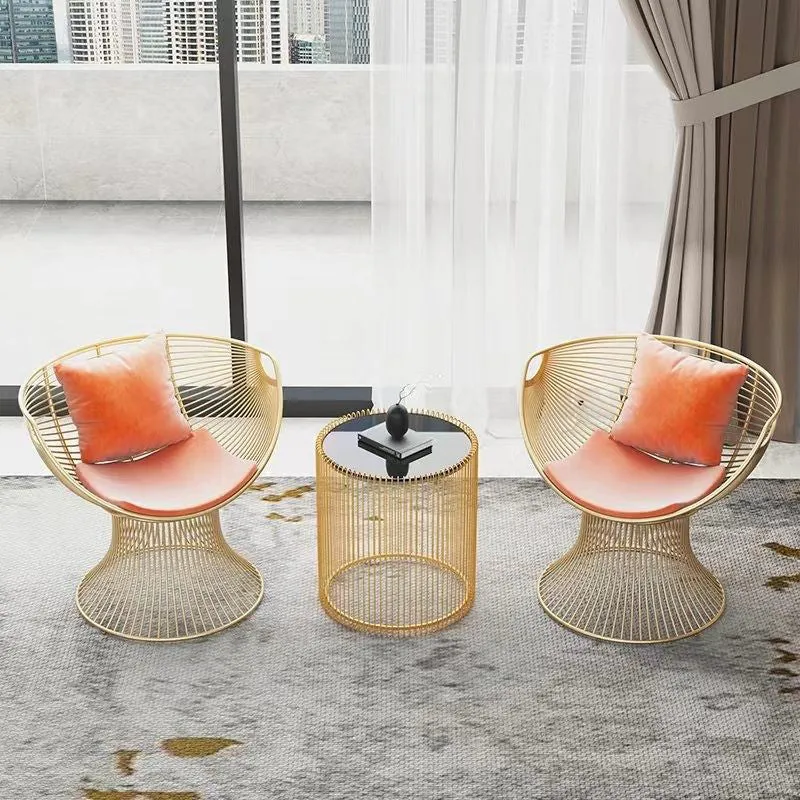 Modern Luxury Oval Curved Upholstered Iron Velvet Chair For Living Room