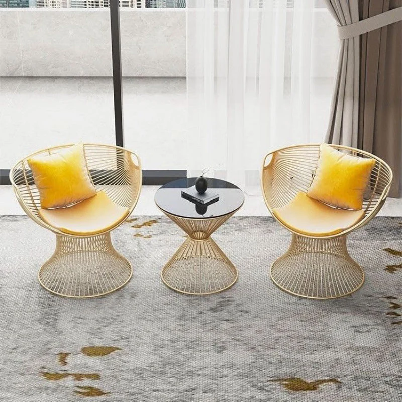 Modern Luxury Oval Curved Upholstered Iron Velvet Chair For Living Room