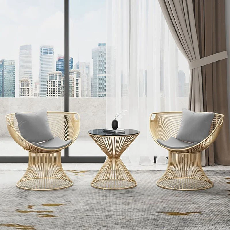Modern Luxury Oval Curved Upholstered Iron Velvet Chair For Living Room