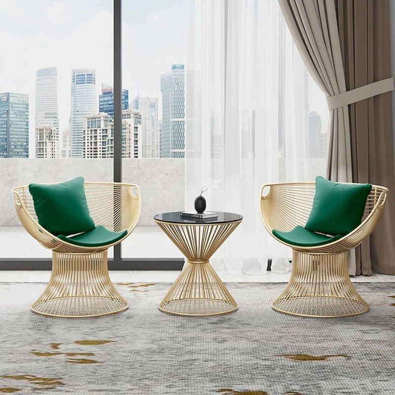 Modern Luxury Oval Curved Upholstered Iron Velvet Chair For Living Room
