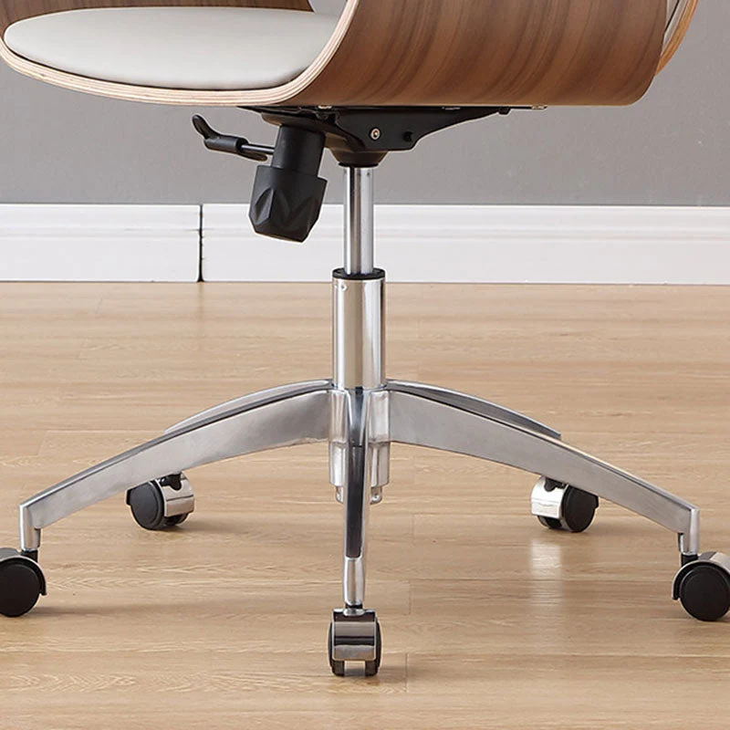 Contemporary Luxury Microfiber Leather Plywood Grain Height Adjustable Swivel Desk Chair Backrest Armrest For Home Office