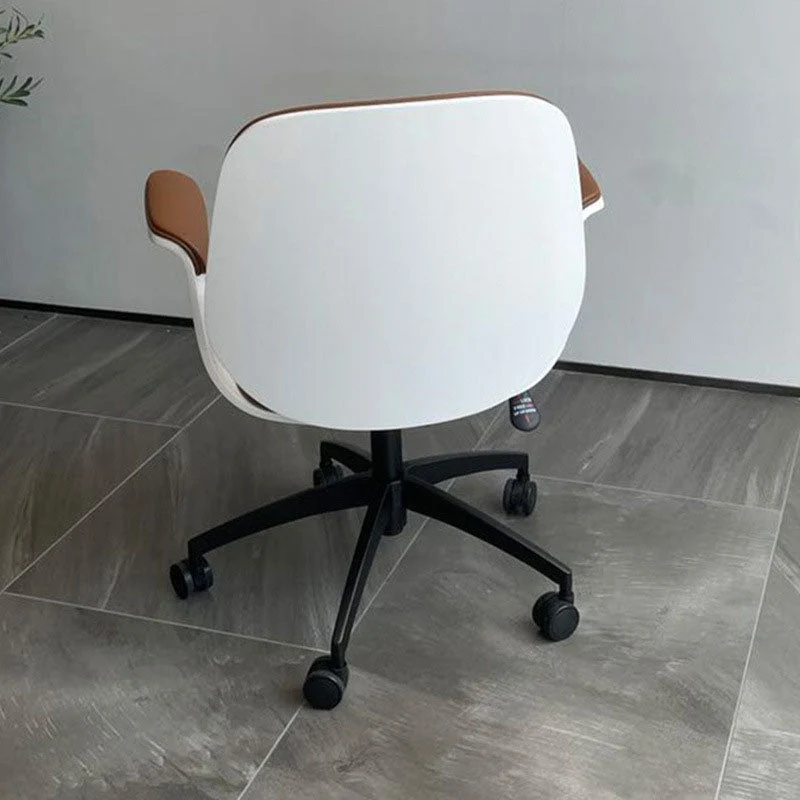 Contemporary Luxury Microfiber Leather Plywood Grain Height Adjustable Swivel Desk Chair Backrest Armrest For Home Office