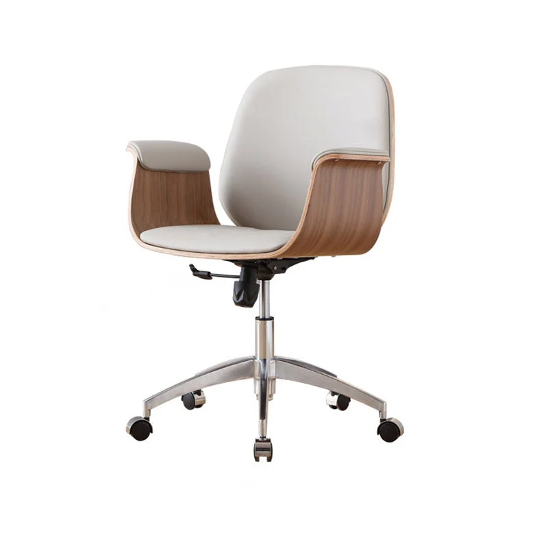 Contemporary Luxury Microfiber Leather Plywood Grain Height Adjustable Swivel Desk Chair Backrest Armrest For Home Office