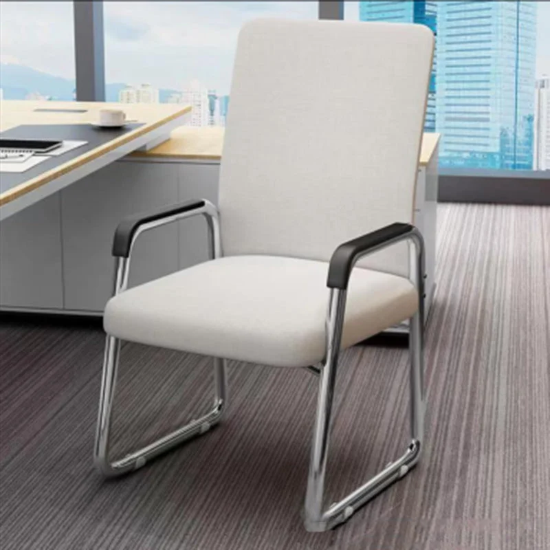 Modern Simplicity Mesh Fabric Cotton-linen Faux Leather Steel Square Desk Chair Backrest Armrest For Home Office