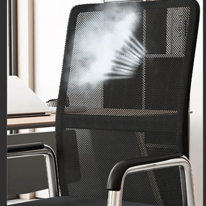 Modern Simplicity Mesh Fabric Cotton-linen Faux Leather Steel Square Desk Chair Backrest Armrest For Home Office