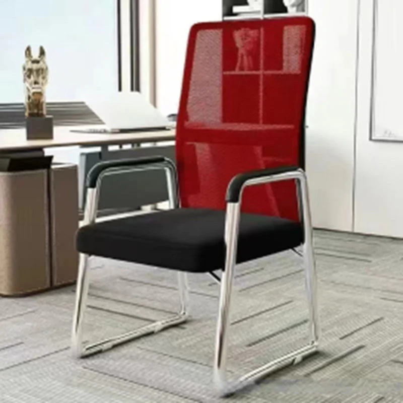 Modern Simplicity Mesh Fabric Cotton-linen Faux Leather Steel Square Desk Chair Backrest Armrest For Home Office