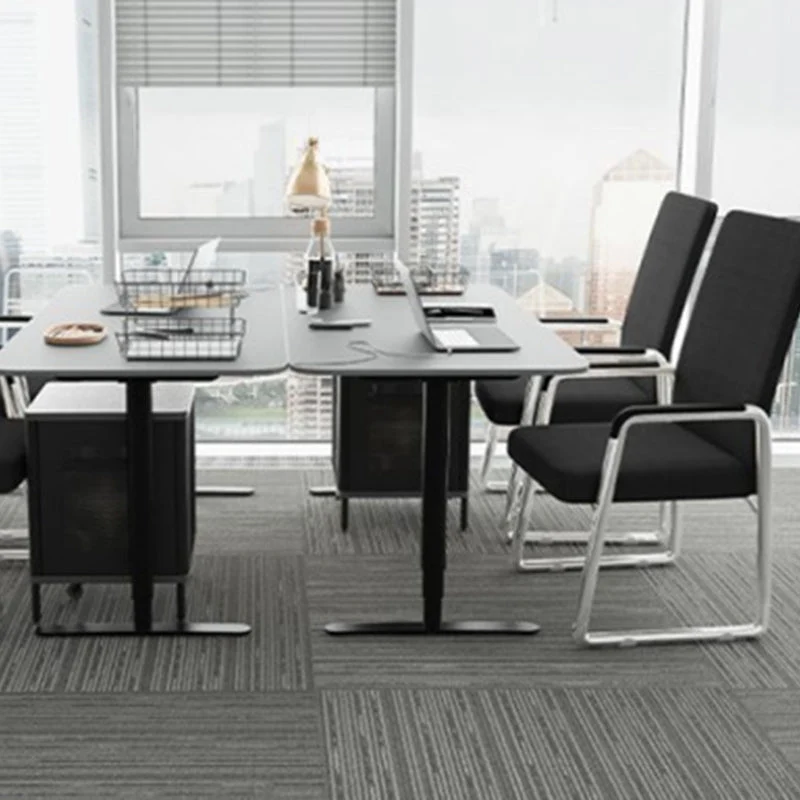 Modern Simplicity Mesh Fabric Cotton-linen Faux Leather Steel Square Desk Chair Backrest Armrest For Home Office