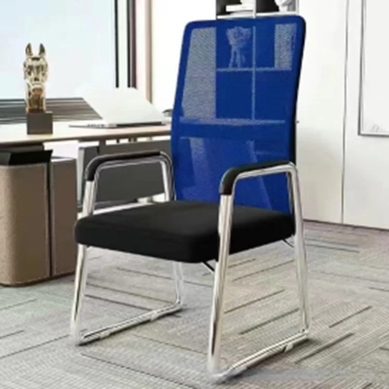 Modern Simplicity Mesh Fabric Cotton-linen Faux Leather Steel Square Desk Chair Backrest Armrest For Home Office