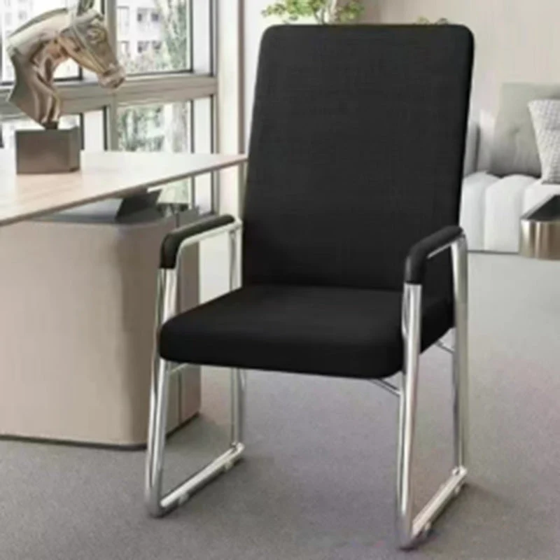 Modern Simplicity Mesh Fabric Cotton-linen Faux Leather Steel Square Desk Chair Backrest Armrest For Home Office