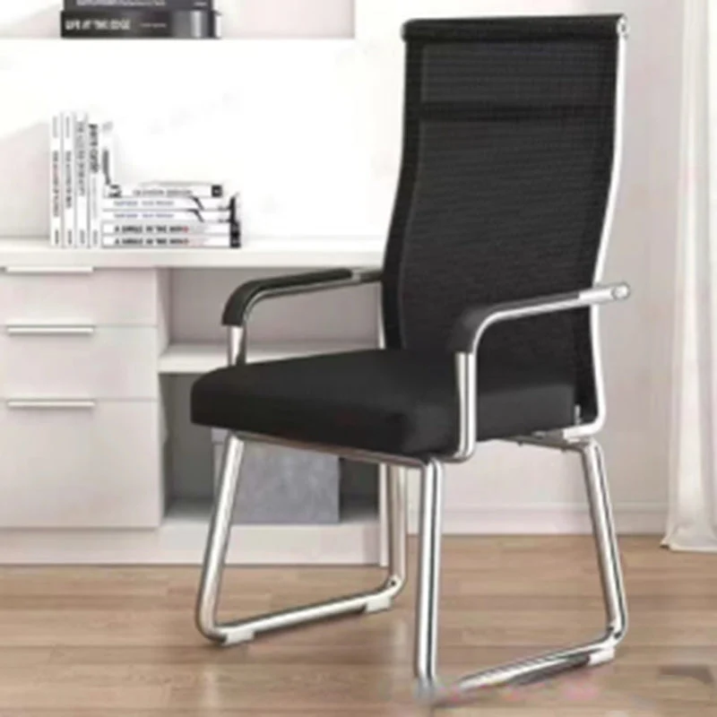 Modern Simplicity Mesh Fabric Cotton-linen Faux Leather Steel Square Desk Chair Backrest Armrest For Home Office