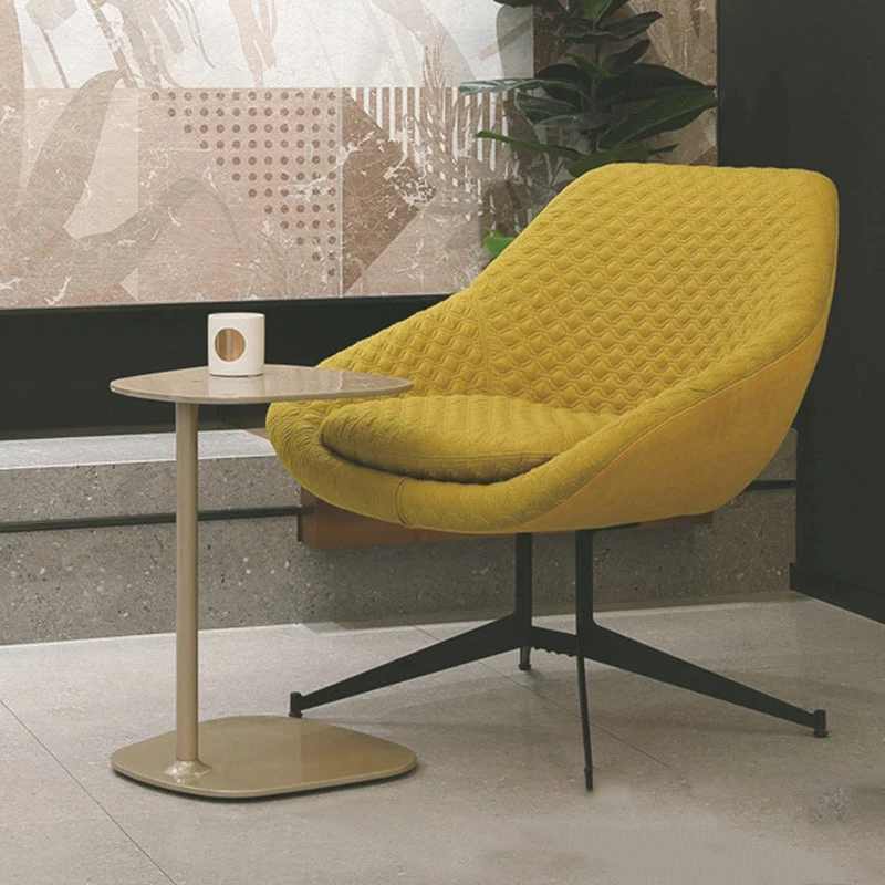 Modern Minimalist Steel Velvet Sponge Square Arc Accent Chair Lounge Chair Backrest For Living Room