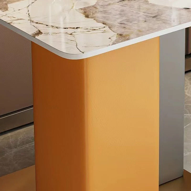 Contemporary Scandinavian Square Column Slate Microfiber Leather Wood Carbon Steel End Table For Living Room