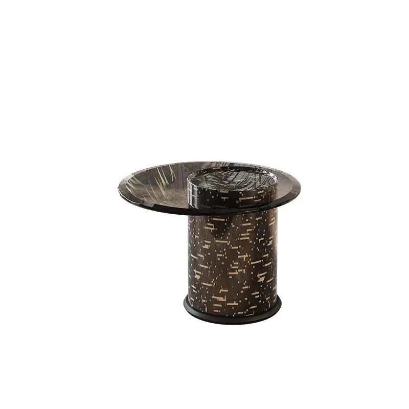 Traditional French Round Square MDF Glass End Table 1-Tier For Living Room
