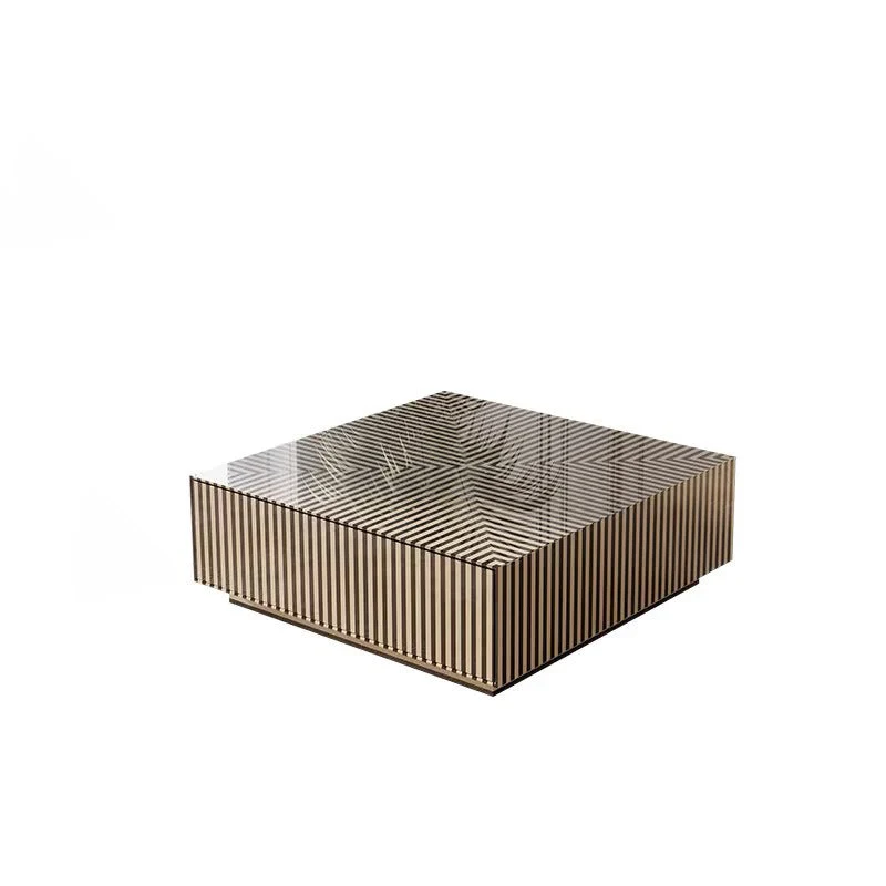 Traditional French Round Square MDF Glass End Table 1-Tier For Living Room