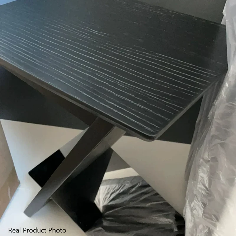 Modern Minimalist Rectangle Z-Shape Stainless Steel Ash Wood End Table For Living Room