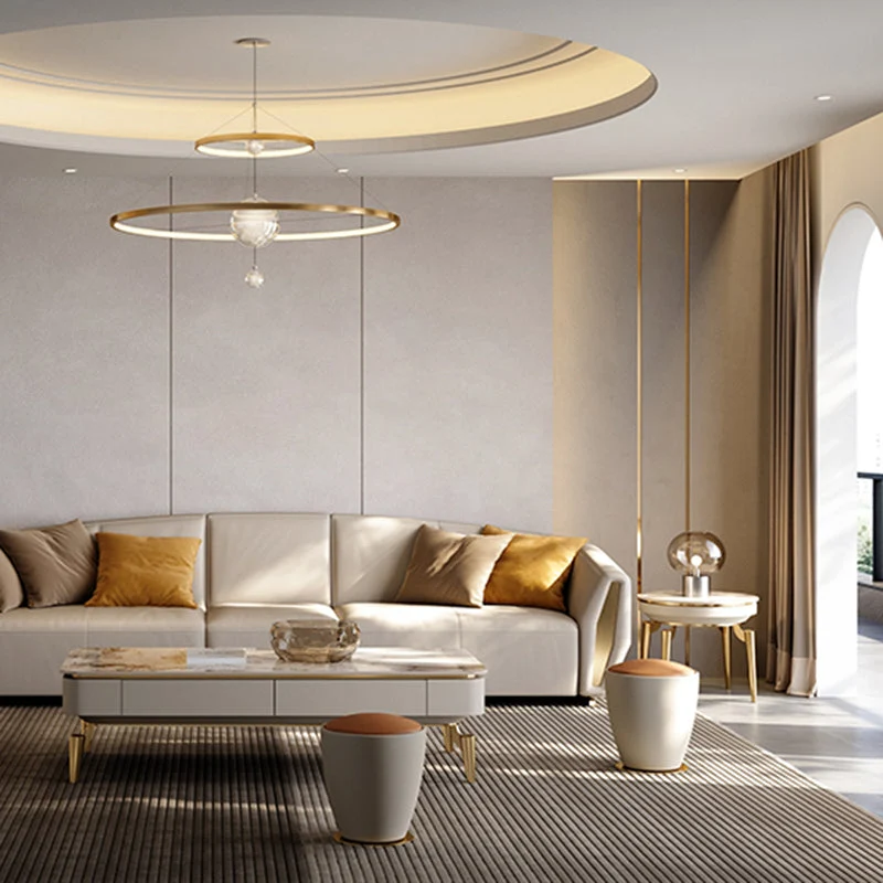 Modern Luxury Clover Round Pandora Rock Slab Stainless Steel Side Table 4-Leg For Living Room