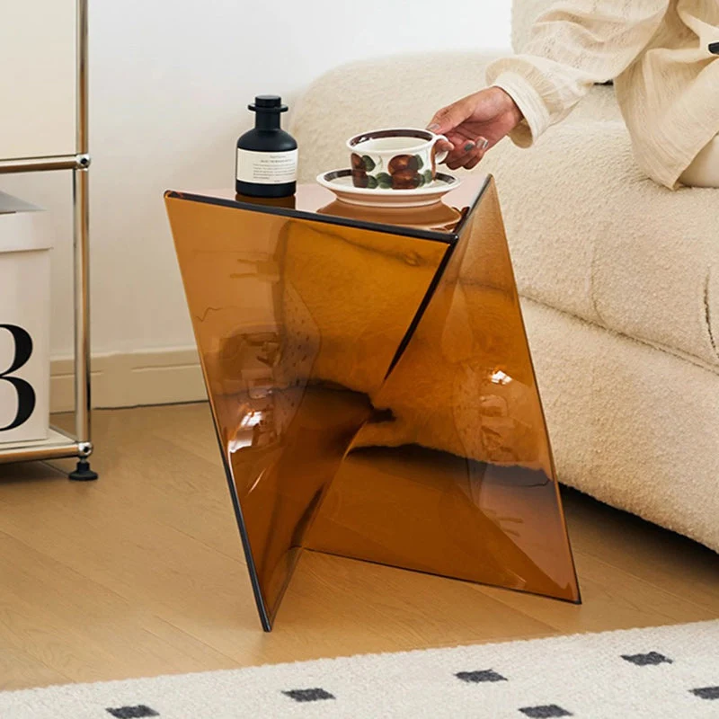 Modern Minimalist Geometric Corner Triangle PC End Table 1-Tier For Living Room