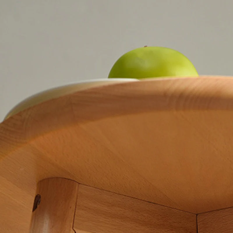 Contemporary Scandinavian Round Tabletop Rubberwood Side Table 1-Shelf For Living Room