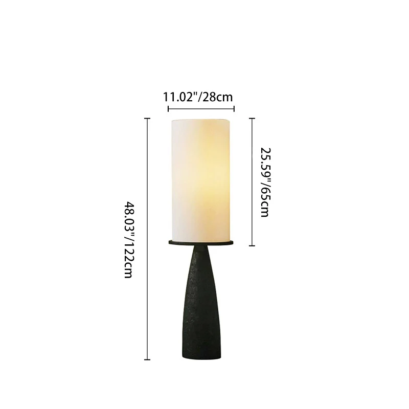 Contemporary Scandinavian Round Cylinder Cone Fabric Solid Wood 1-Light Standing Floor Lamp For Living Room