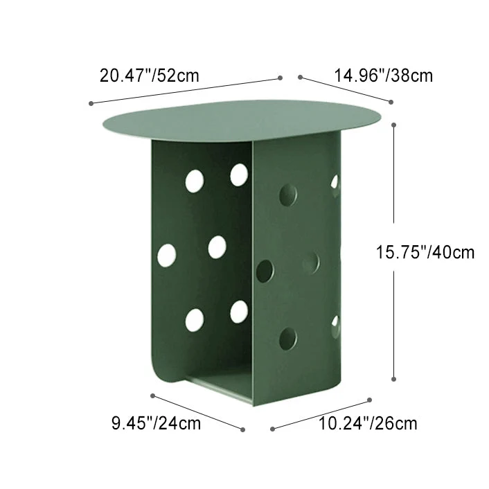 Contemporary Nordic Oval Hollowed Out Base Iron End Table For Living Room