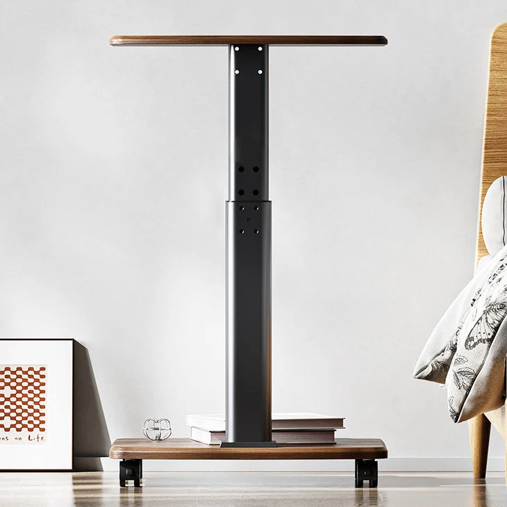 Contemporary Scandinavian Rectangular MDF Carbon Steel Tube Movable End Table 2-Tier For Living Room