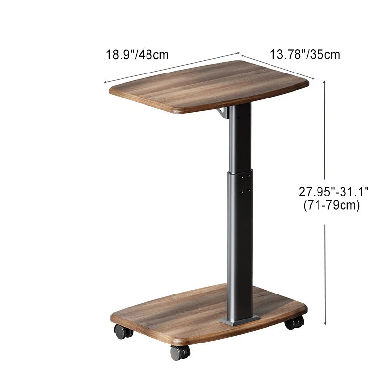 Contemporary Scandinavian Rectangular MDF Carbon Steel Tube Movable End Table 2-Tier For Living Room