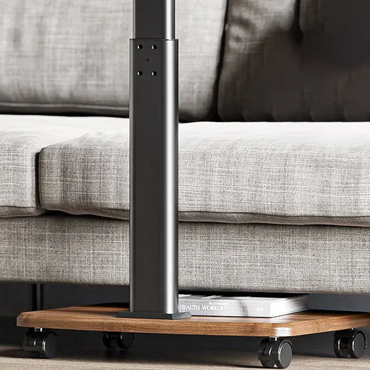 Contemporary Scandinavian Rectangular MDF Carbon Steel Tube Movable End Table 2-Tier For Living Room