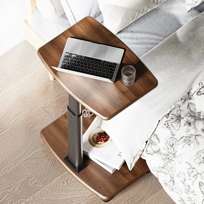 Contemporary Scandinavian Rectangular MDF Carbon Steel Tube Movable End Table 2-Tier For Living Room