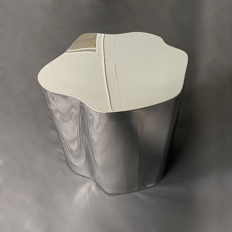 Modern Minimalist Cloudy Cylinder Stainless Steel Side Table 1-Tier For Living Room