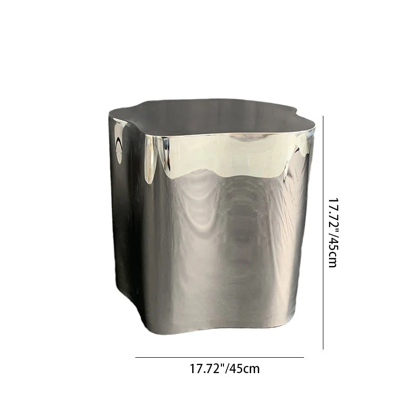 Modern Minimalist Cloudy Cylinder Stainless Steel Side Table 1-Tier For Living Room
