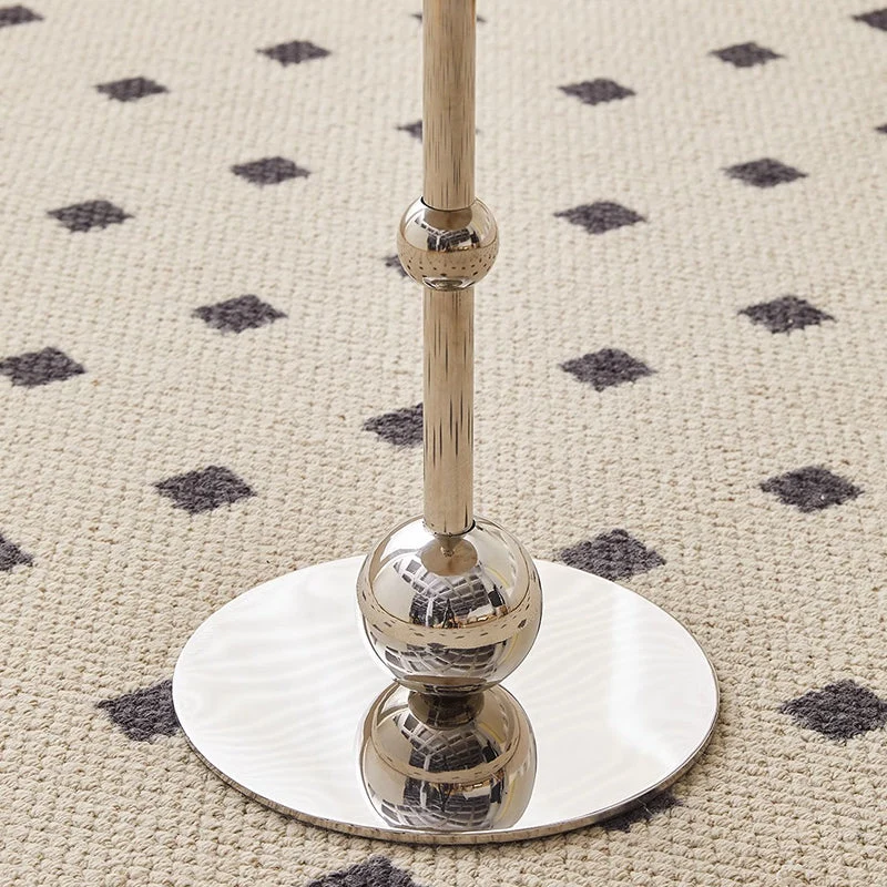 Modern Simplicity Round Cylindrical Glass Medium Density Fiberboard Iron Stainless Steel Side Table 1 - Tray For Living Room