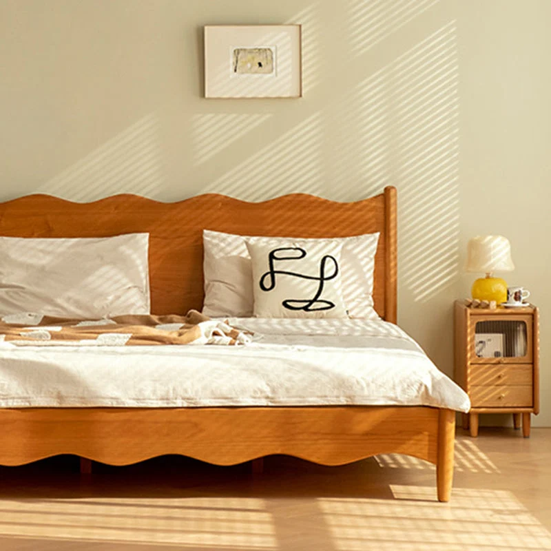 Traditional Japanese Cherry Wood Medium Density Fiberboard Copper Glass Nightstand 1 - Cabinet For Bedroom