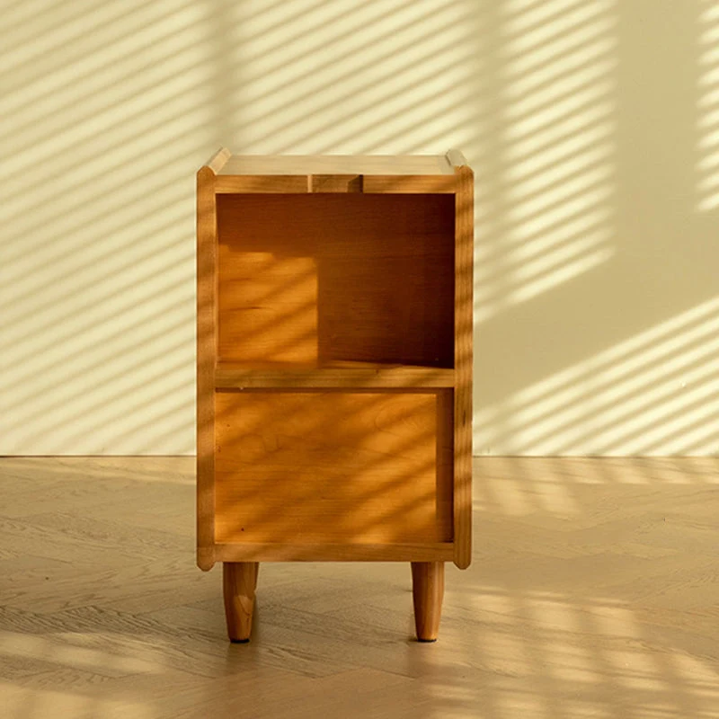 Traditional Japanese Cherry Wood Medium Density Fiberboard Copper Glass Nightstand 1 - Cabinet For Bedroom