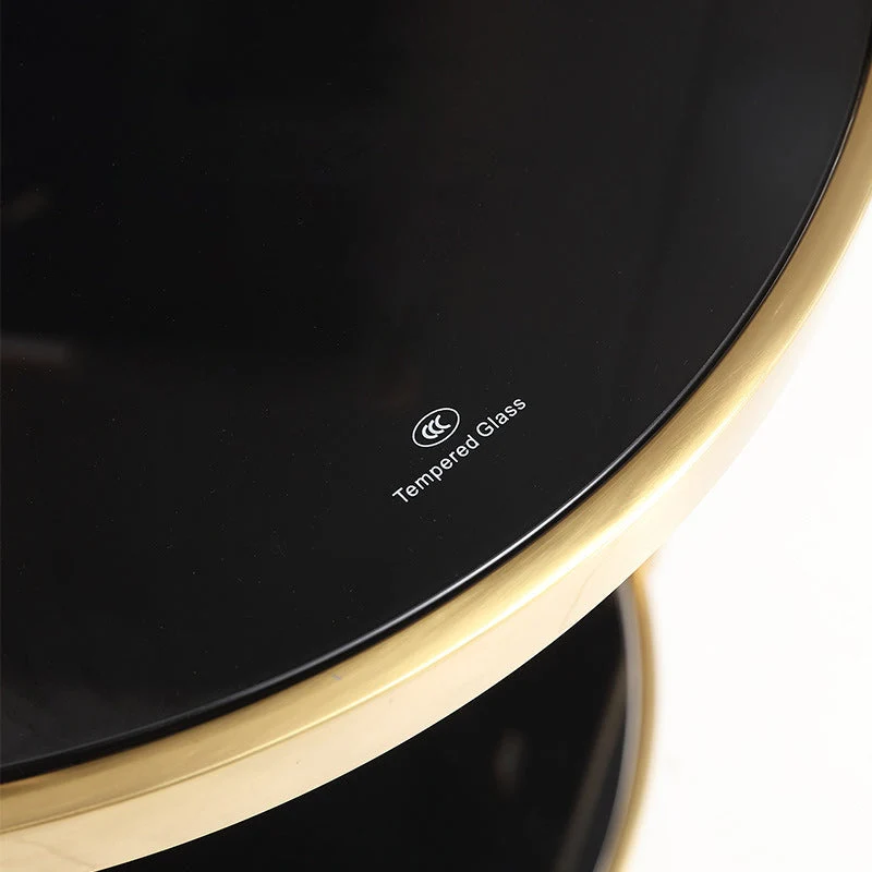Contemporary Nordic Round Stainless Steel Glass Side Table 2 - Tier For Living Room