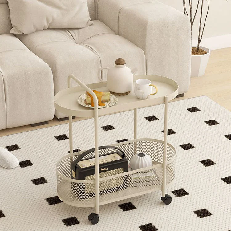 Modern Simplicity Oval Iron Side Table 2 - Tier For Living Room