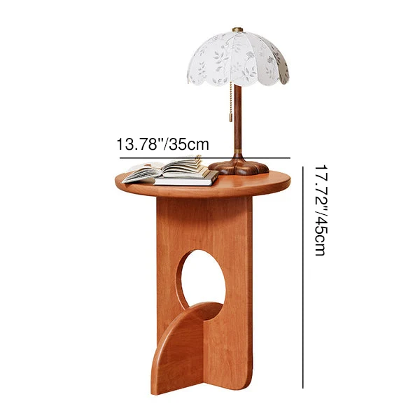 Contemporary Nordic Round Oak Finger Joint Board Solid Oak Wood Side Table 1 - Tier For Living Room