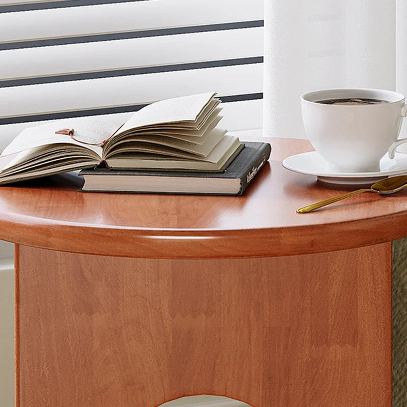 Contemporary Nordic Round Oak Finger Joint Board Solid Oak Wood Side Table 1 - Tier For Living Room