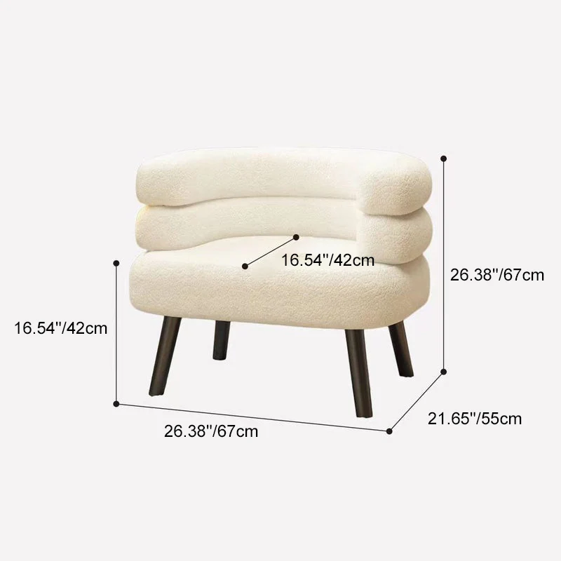 Modern Minimalist Oval Sherpa Fabric Carbon Steel Vanity Stool Backrest For Bedroom