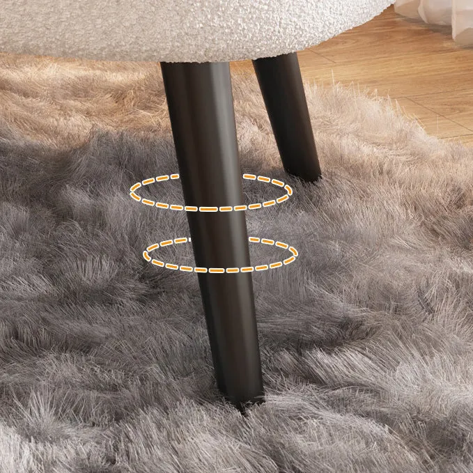 Modern Minimalist Oval Sherpa Fabric Carbon Steel Vanity Stool Backrest For Bedroom