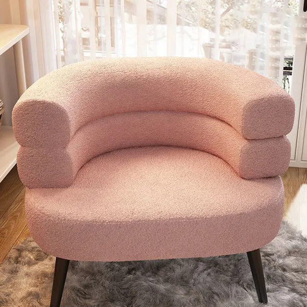 Modern Minimalist Oval Sherpa Fabric Carbon Steel Vanity Stool Backrest For Bedroom