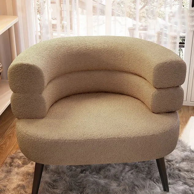 Modern Minimalist Oval Sherpa Fabric Carbon Steel Vanity Stool Backrest For Bedroom