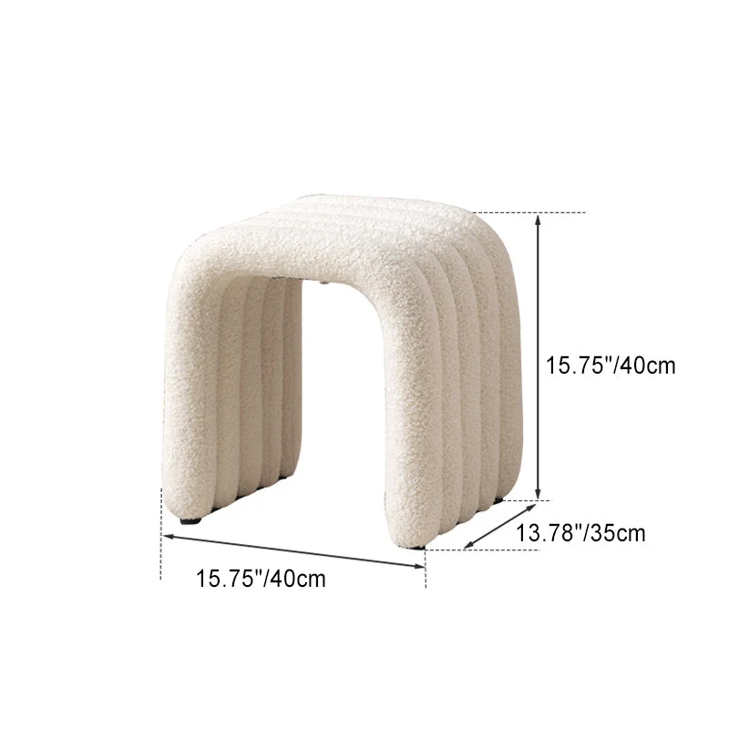 Contemporary Nordic Arch Carbon Steel Frame Sherpa Fabric Vanity Stool Backless For Bedroom