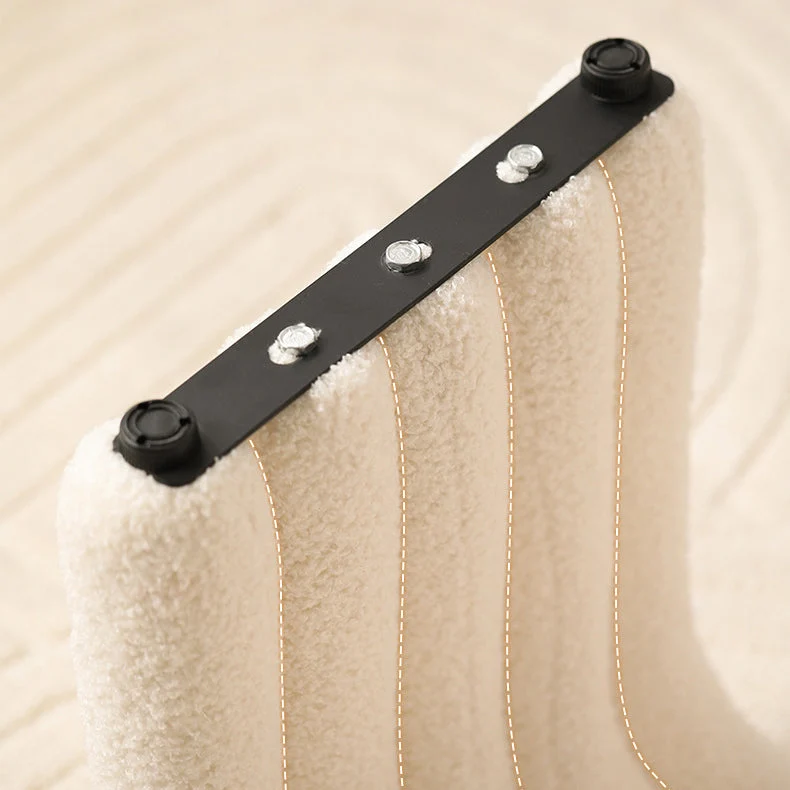Contemporary Nordic Arch Carbon Steel Frame Sherpa Fabric Vanity Stool Backless For Bedroom