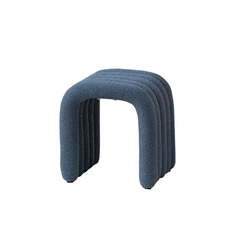 Contemporary Nordic Arch Carbon Steel Frame Sherpa Fabric Vanity Stool Backless For Bedroom