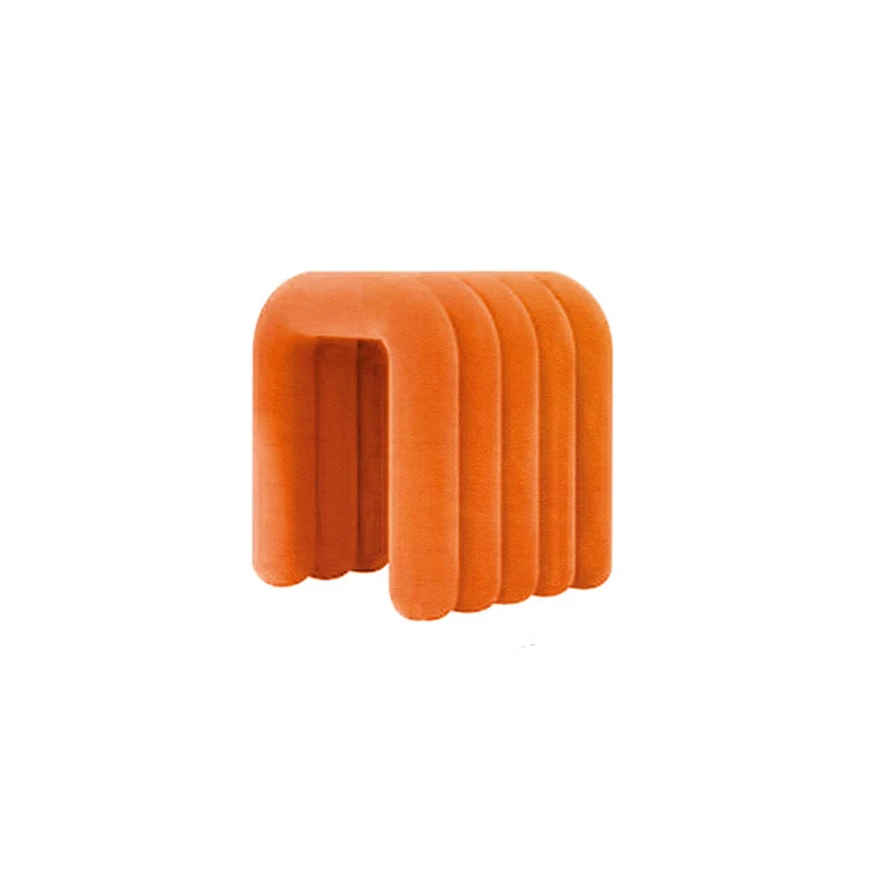 Contemporary Nordic Arch Carbon Steel Frame Sherpa Fabric Vanity Stool Backless For Bedroom