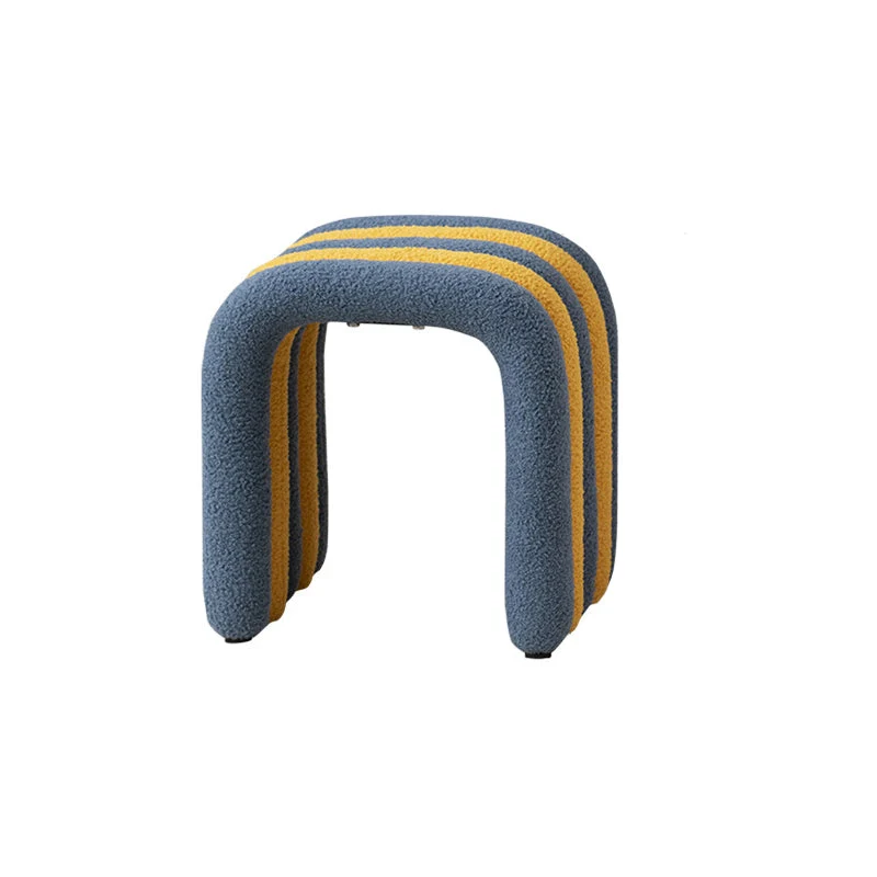 Contemporary Nordic Arch Carbon Steel Frame Sherpa Fabric Vanity Stool Backless For Bedroom